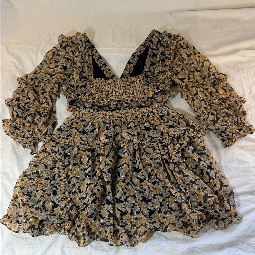 Anthropologie V-neck Ruffle Cut Out Dress Size medium - Picture 12 of 15